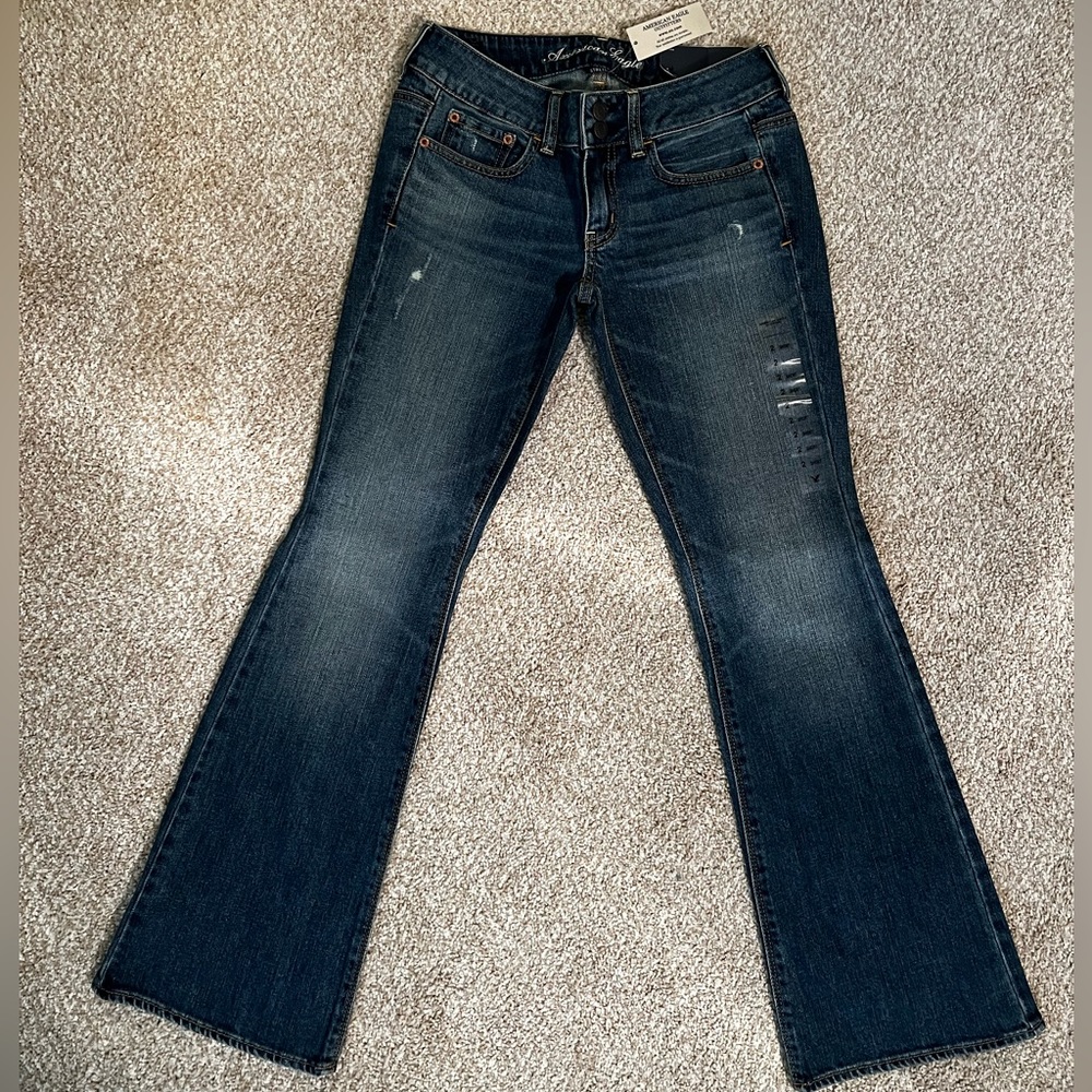 American Eagle jeans (2010) skinny flare leg size 2 short low rise - Picture 2 of 6